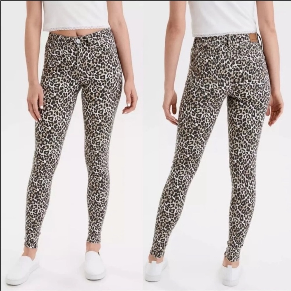 AE high rise jeggings cheetah leopard print 10
